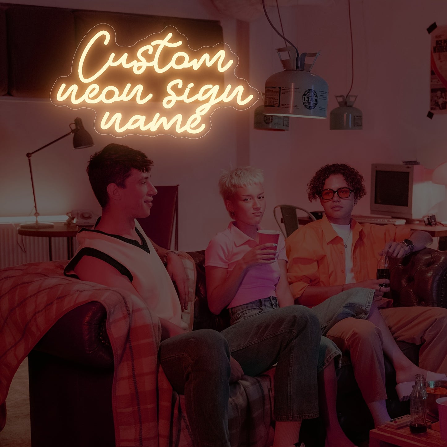 Custom Three Row Led Neon Lights With Names For Home Decor