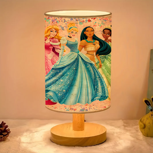 Disney Princess Wooden Table Lamp USB Powered Linen Shade