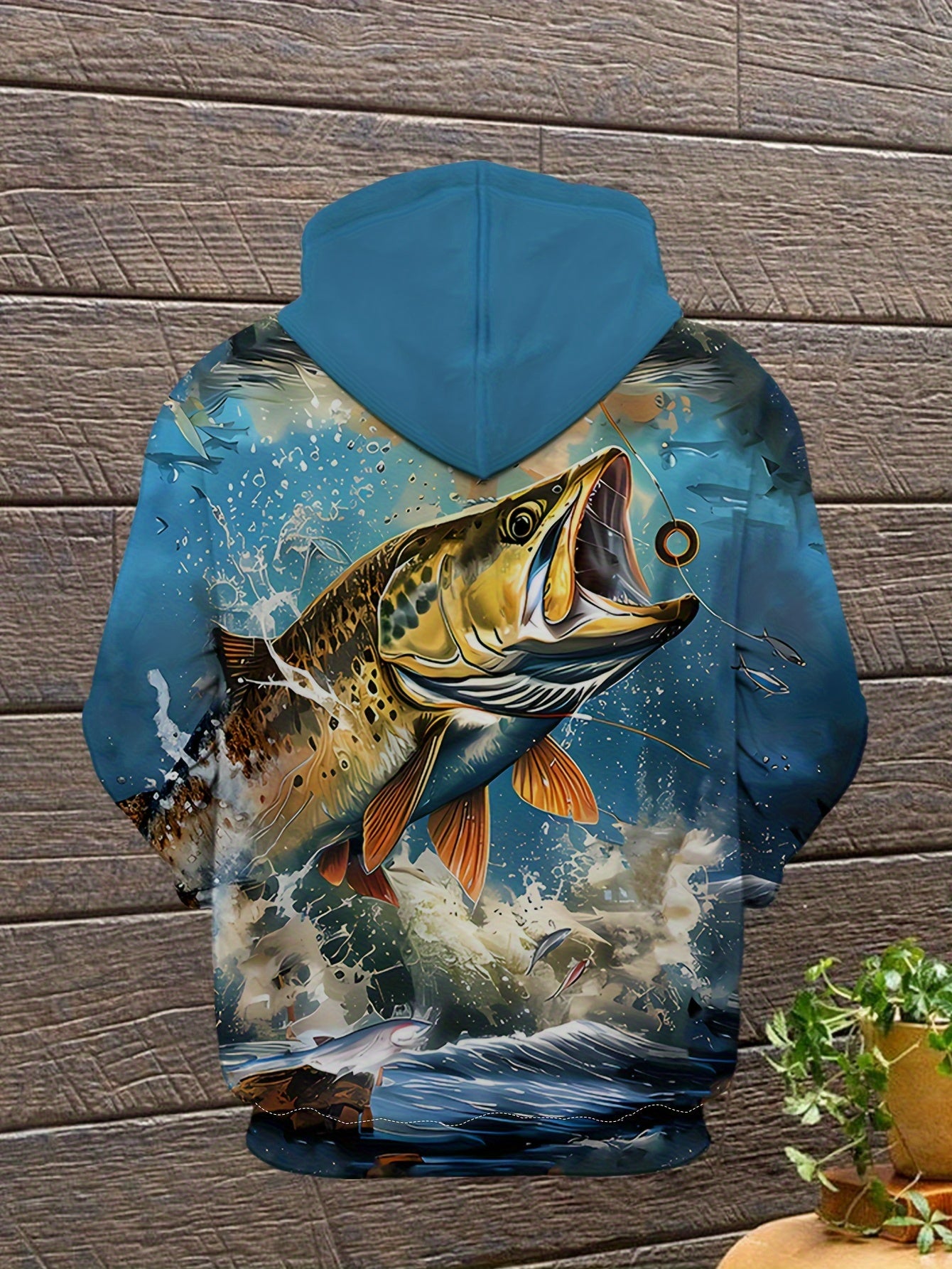 Men's Fishing Hoodie Realistic Jumping Fish Sweatshirt