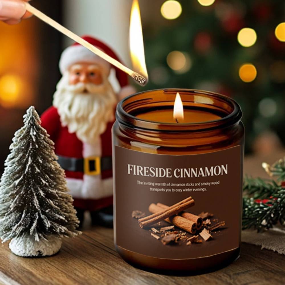 Lavender Scented Fireside Cinnamon Candle Glass Jar
